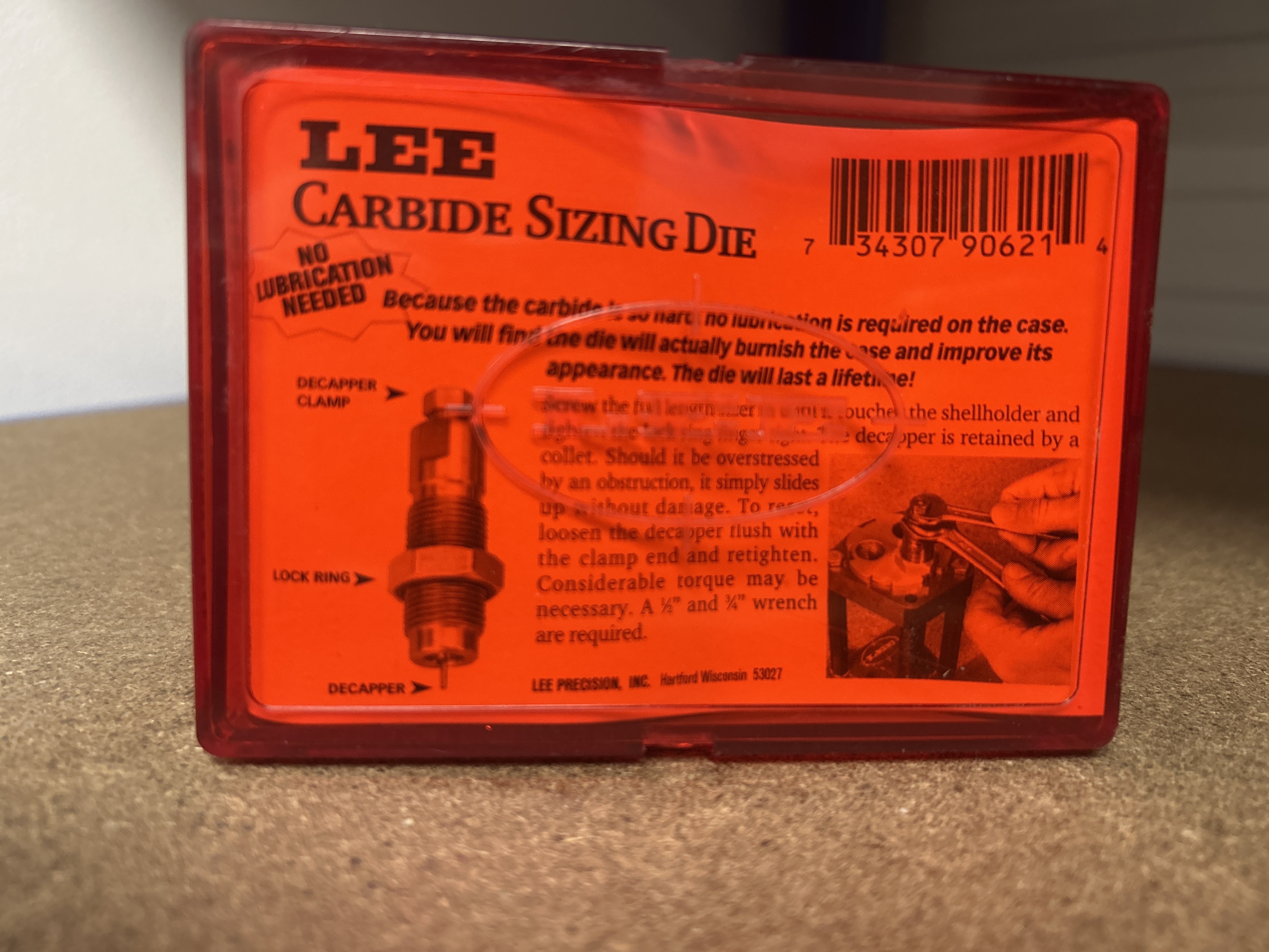 32 Smith & Wesson Long Carbide Sizing Die Only